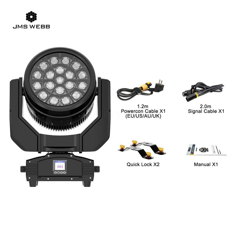 JMS WEBB LED Waterproof Wash Big Bee Eye 19x40W RGBW Moving Head Light for