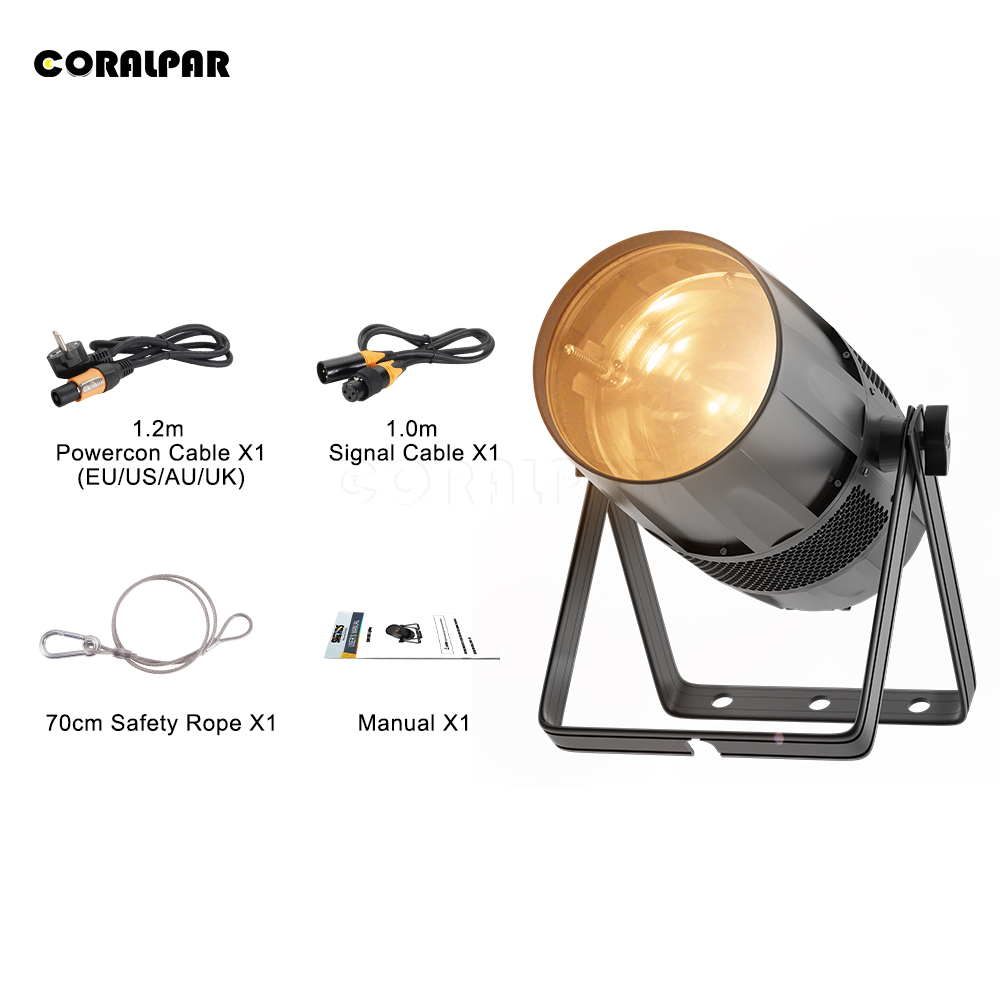 CORALPAR Waterproof LED Zoom&Wash COB Par 300W Light （IP65） High Brightness for Church Theater Wedding Outdoor