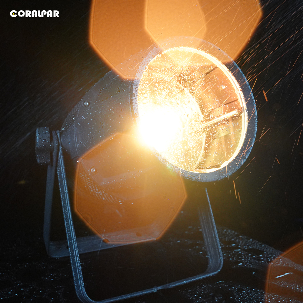 CORALPAR Waterproof LED Zoom&Wash COB Par 300W Warm White Light（IP65） High Brightness for Church Theater Wedding Outdoor