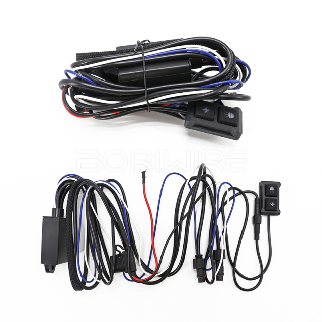 Wired motorcycle lamp wiring harness assembly 1-2 strobe spotlights switch with stable remote controller