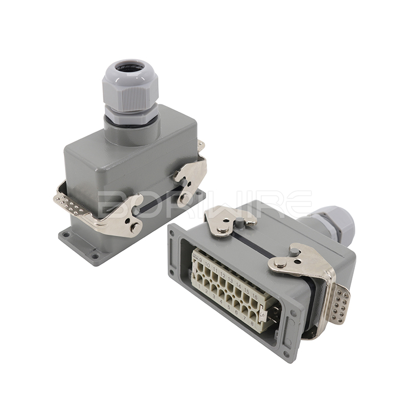 重载连接器6芯16A矩形防水连接器航空插头HDC-HE-010-2PG16