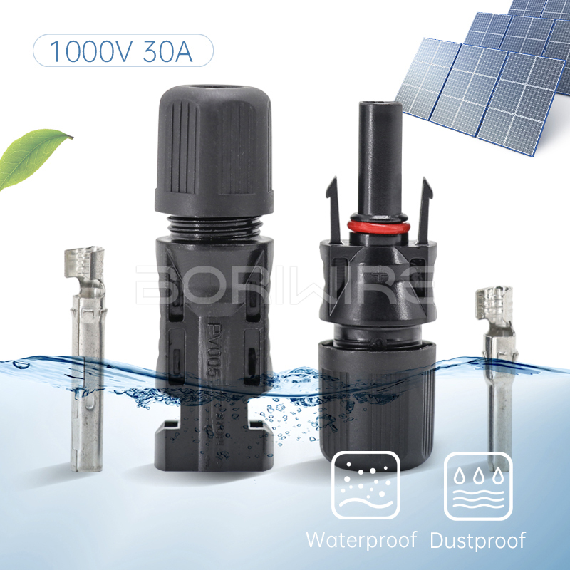 太阳能连接器 1000V 30A PV 光伏连接器IP68 防水公母插头套件