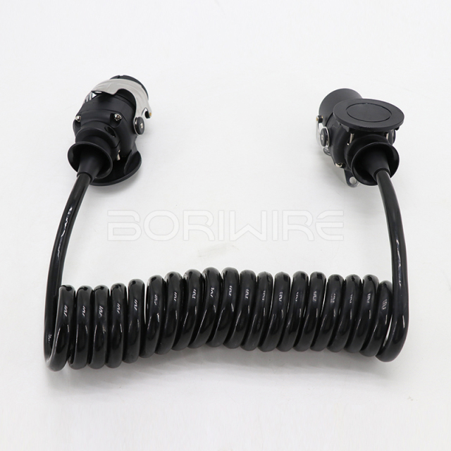Custom Made Spiral Cable Coiled Cord Connecting Truck Cabin and Trailer