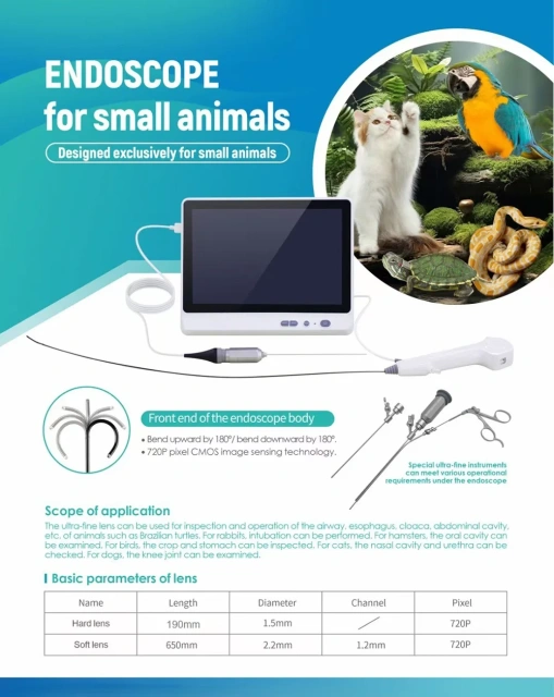 Portable Veterinary Endoscope for Urethra Bladder Bronchoscopy or Laryngoscope for ENT Colonoscopy,Fatali Medical equipment