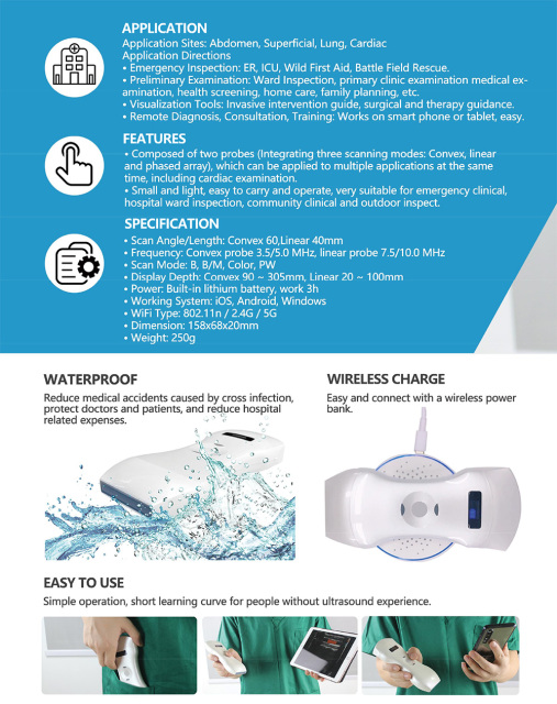 Pocket Ultrasound Machine Price Portable Wireless Ultrasound Double Probe with Wifi,Fatali Medical equipment