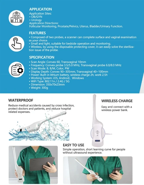 Medical Portable Wireless 3D Laptop Diagnostic Ultrasound Machine for Surface and Vaginal Examination,Fatali Medical equipment