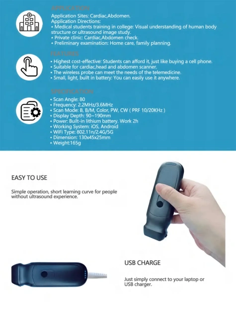 New Portable & Accurate Wireless Mini Ultrasound Scanner with Dual Probes,Fatali Medical equipment