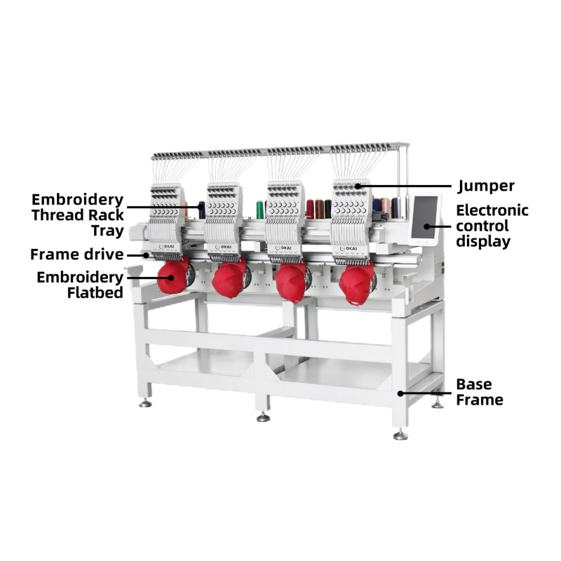 OKAI OK-C1204 15-Needle 4 Head Commercial Embroidery Machine (400×400mm)