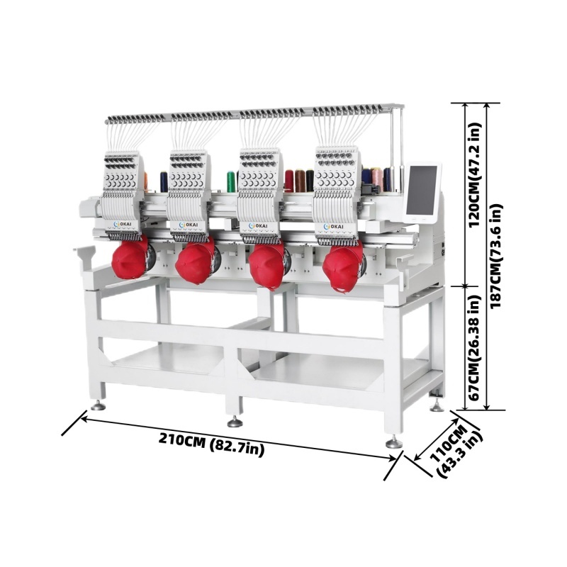 OKAI OK-C1204 15-Needle 4 Head Commercial Embroidery Machine (400×400mm)