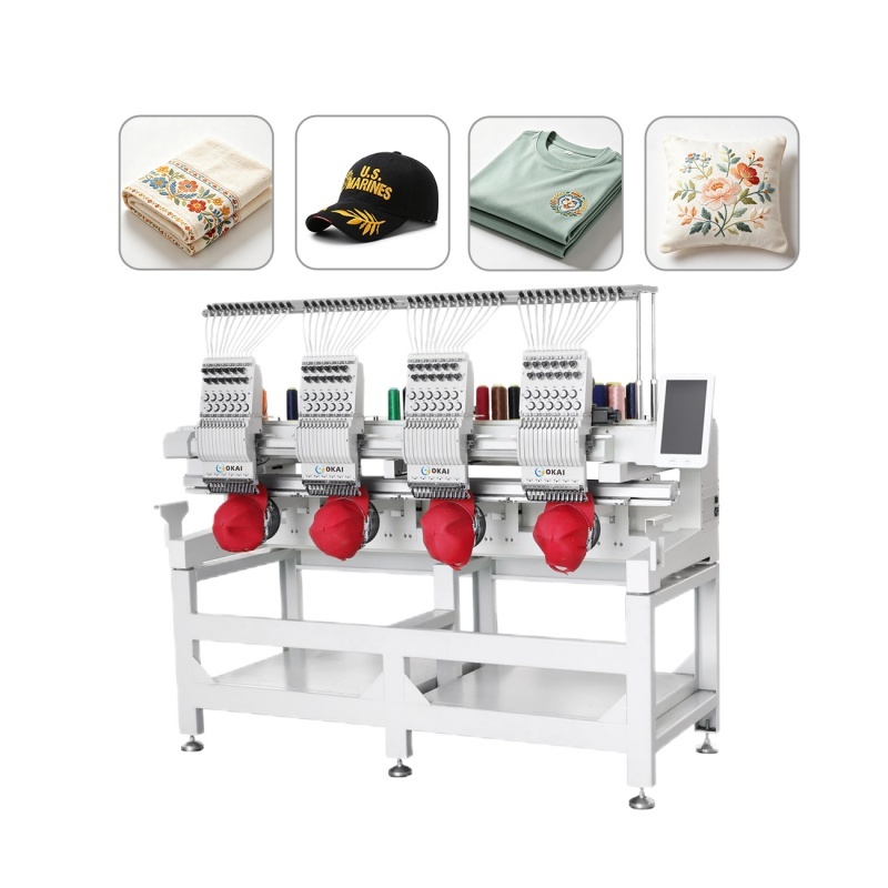 OKAI OK-C1204 15-Needle 4 Head Commercial Embroidery Machine (400×400mm)
