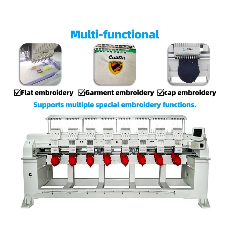OKAI OK-C1208 15-Needle 8 Head Commercial Embroidery Machine (400×450mm)