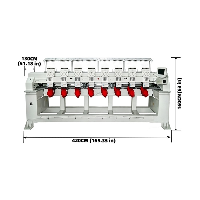 OKAI OK-C1208 15-Needle 8 Head Commercial Embroidery Machine (400×450mm)