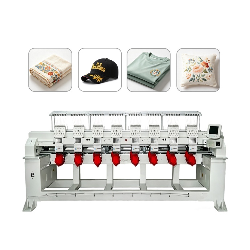 OKAI OK-C1208 15-Needle 8 Head Commercial Embroidery Machine (400×450mm)