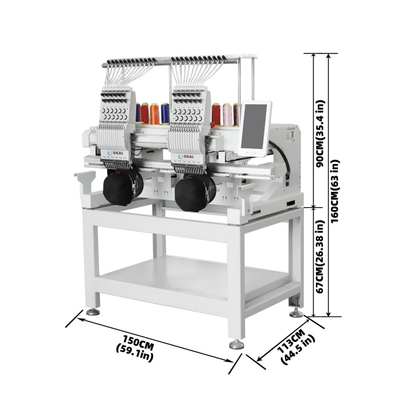 OKAI OK-C1202 15-Needle Dual Head Commercial Embroidery Machine (500×400mm)