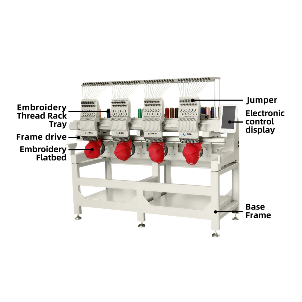 OKAI OK-C1204  4 Head Commercial Embroidery Machine 15.7" × 15.7" (400 × 400 mm)