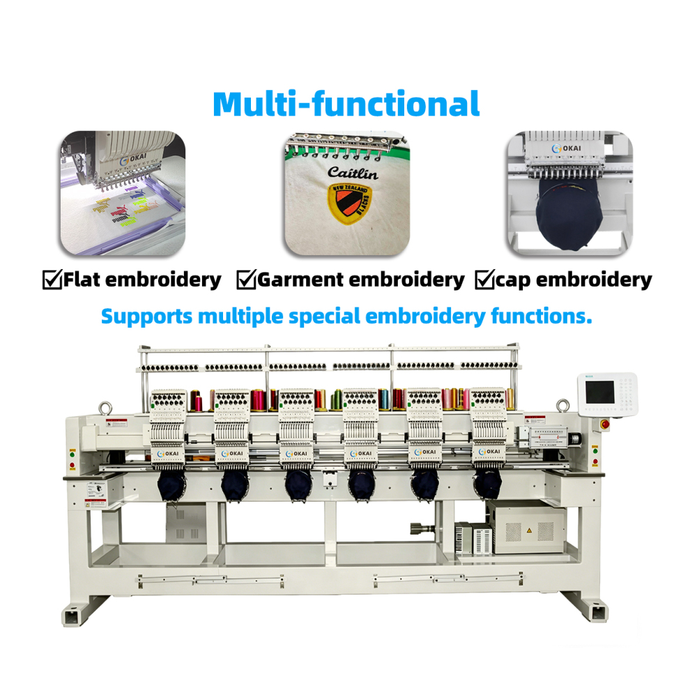 OKAI OK-C1206  6 Head Commercial Embroidery Machine 15.7" × 17.7" (400 × 450 mm)