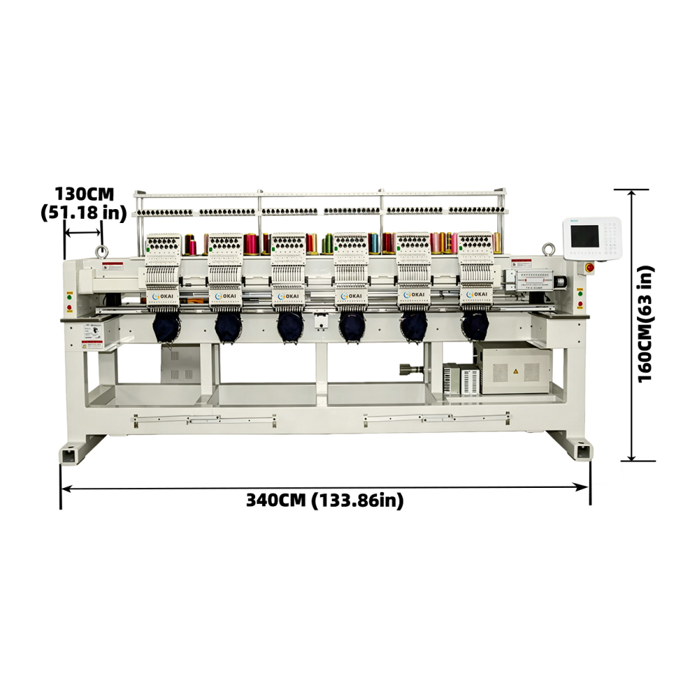 OKAI OK-C1206  6 Head Commercial Embroidery Machine 15.7" × 17.7" (400 × 450 mm)
