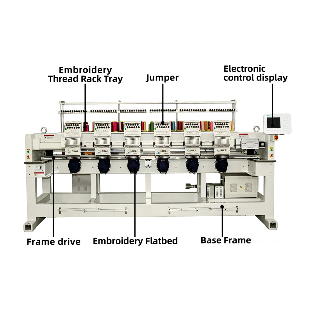 OKAI OK-C1206  6 Head Commercial Embroidery Machine 15.7" × 17.7" (400 × 450 mm)