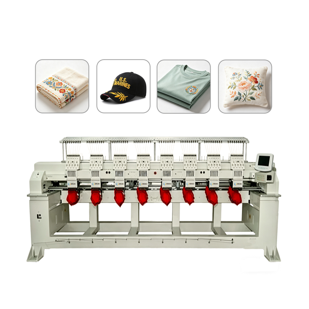 OKAI OK-C1208  8 Head Commercial Embroidery Machine 15.7" × 17.7" (400 × 450 mm)
