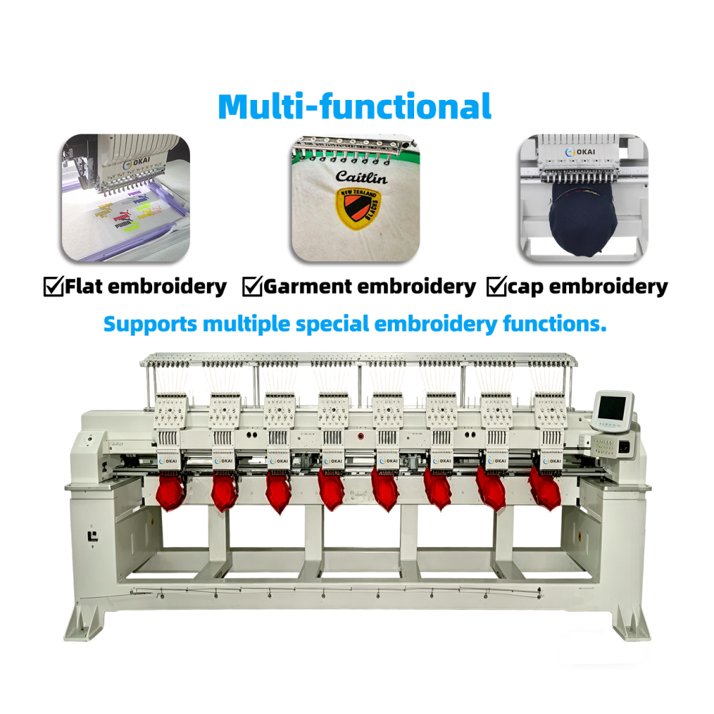 OKAI OK-C1208  8 Head Commercial Embroidery Machine 15.7" × 17.7" (400 × 450 mm)