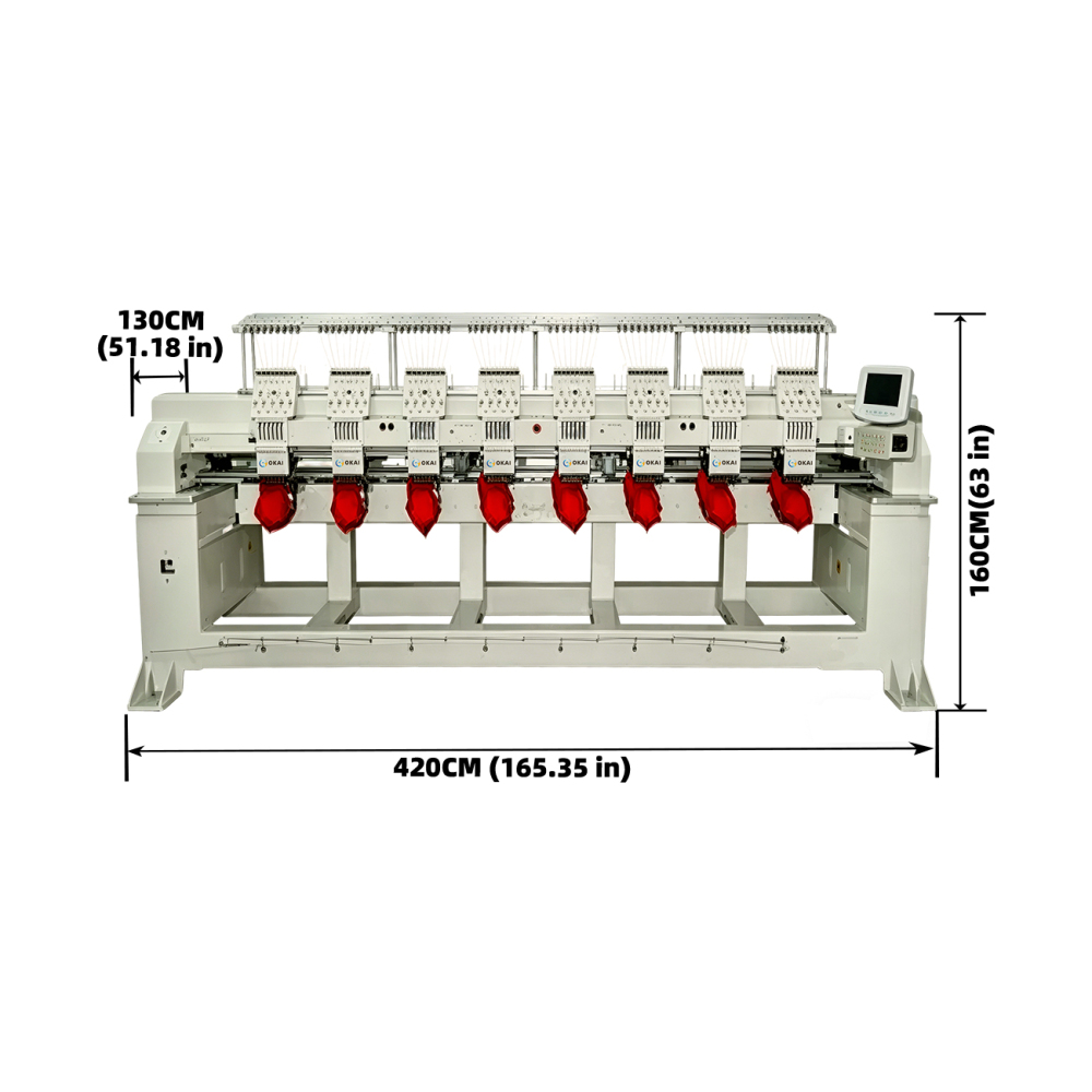 OKAI OK-C1208  8 Head Commercial Embroidery Machine 15.7" × 17.7" (400 × 450 mm)