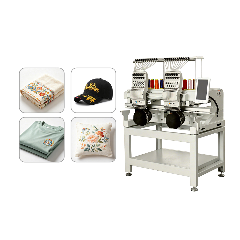 OKAI OK-C1202  Dual Head Commercial Embroidery Machine 19.7" × 15.7" (500 × 400 mm)