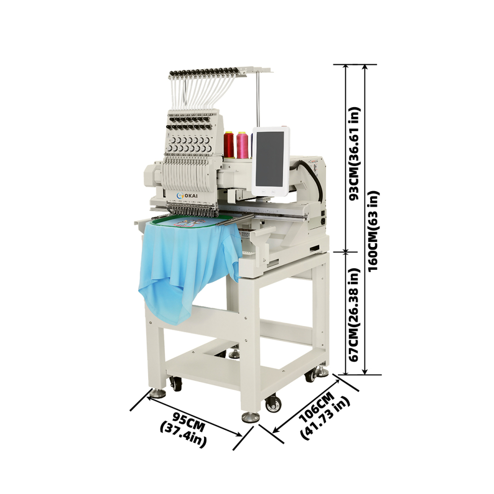 OKAI OK-XC1201  Commercial Single Head Embroidery Machine 23.6" × 15.7" (600 × 400 mm)