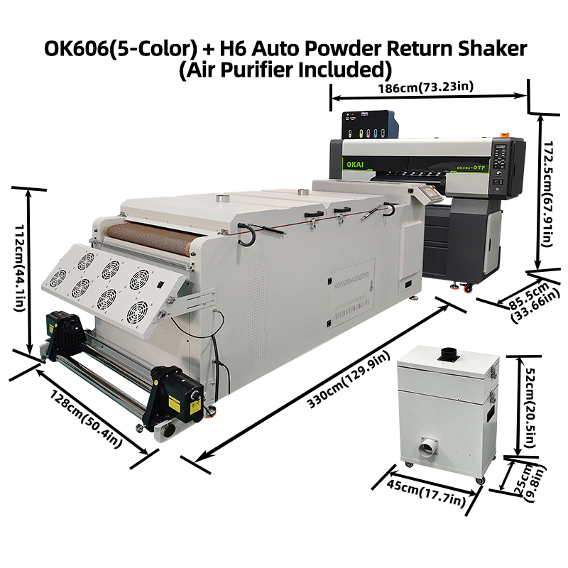 OKAI-606 Pro Max 24" 6-Head DTF Printer (5-Color)