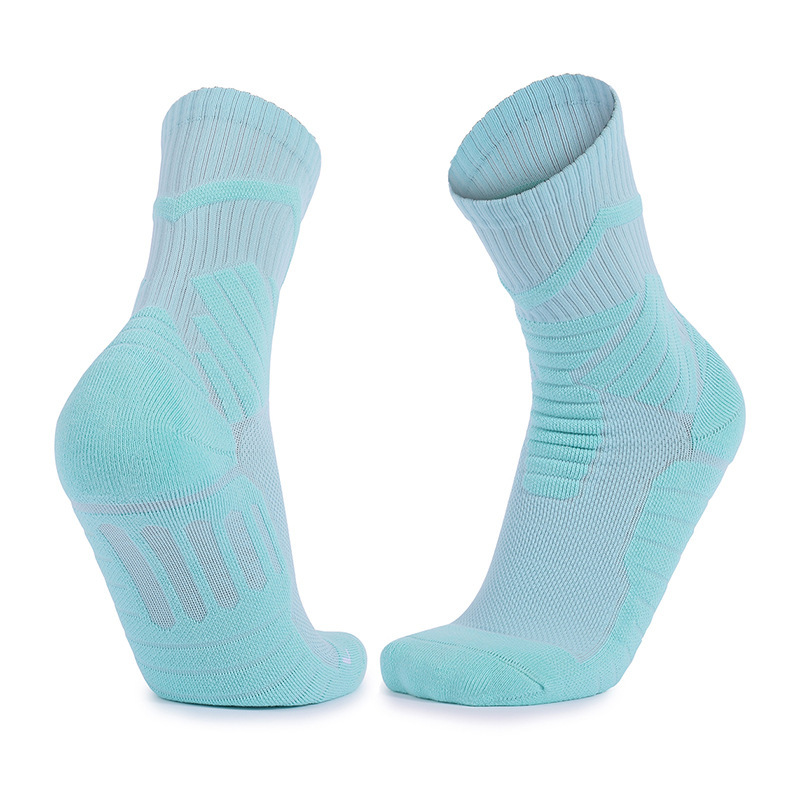 Basketball socks professional towel bottom socks pure cotton women's men's solid color sports socks non-slip mid-calf socks