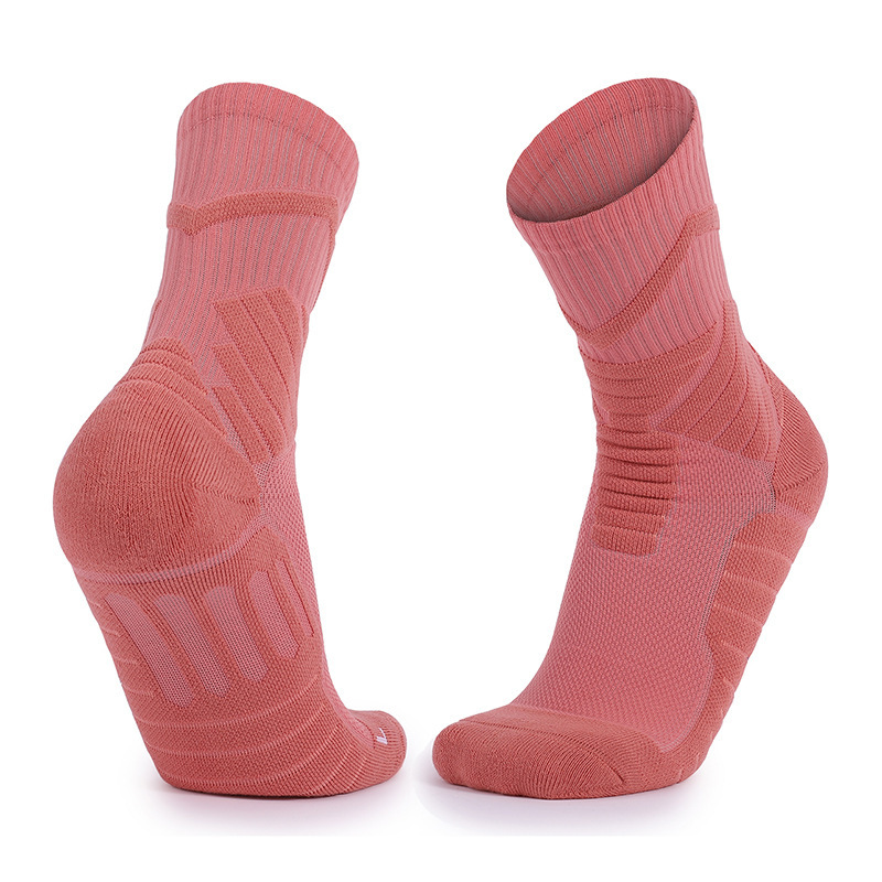 Basketball socks professional towel bottom socks pure cotton women's men's solid color sports socks non-slip mid-calf socks
