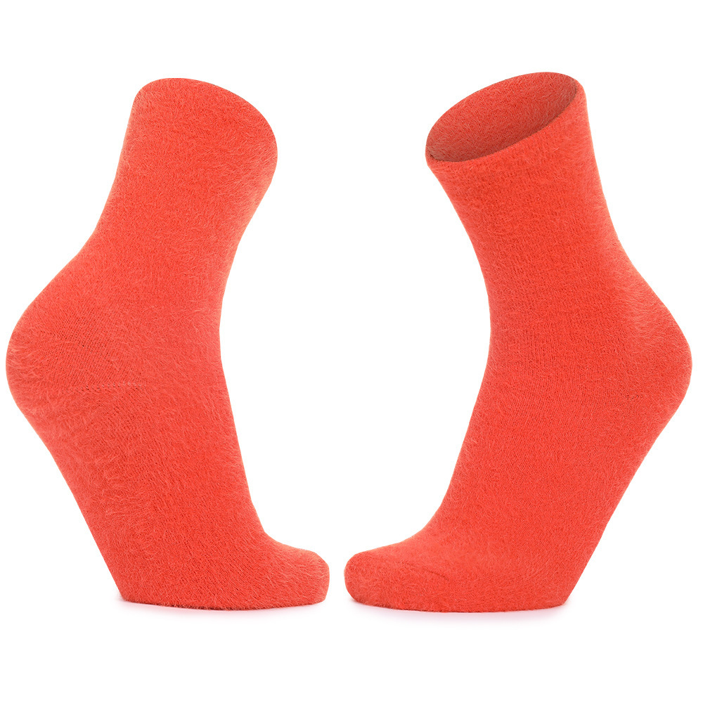 Home warm socks mid-calf casual socks women's velvet thickened mink wool socks ins trendy solid color stockings