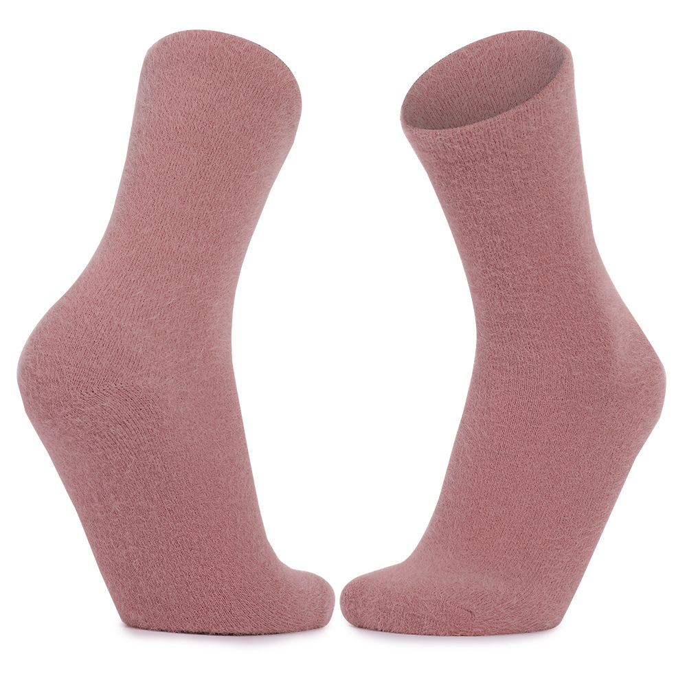 Home warm socks mid-calf casual socks women's velvet thickened mink wool socks ins trendy solid color stockings