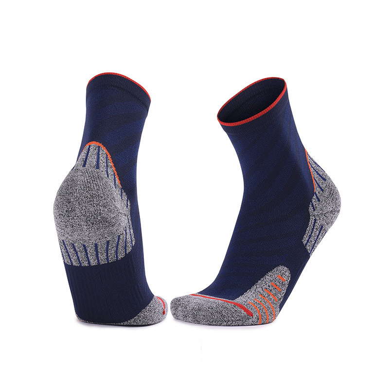 Adult thickened towel bottom mid-tube socks non-slip wear-resistant sports socks breathable marathon running socks