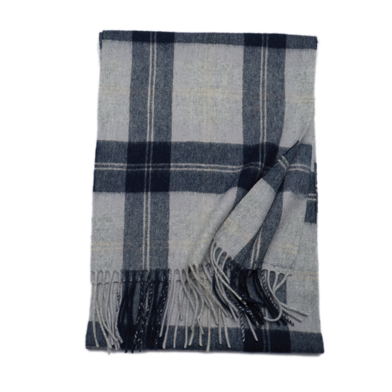 New autumn and winter men's warm pure wool plaid scarf, British business scarf, versatile, simple and trendy