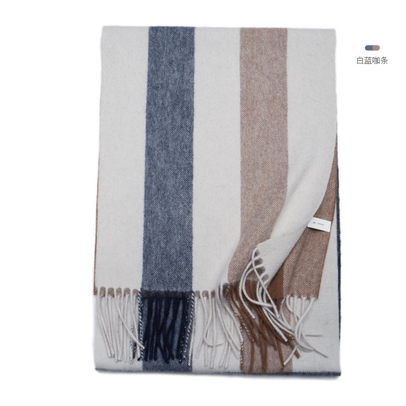New autumn and winter men's warm pure wool plaid scarf, British business scarf, versatile, simple and trendy