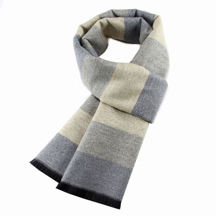 Men's scarf Winter warm extra thick brushed striped scarf Cotton classic gift scarf