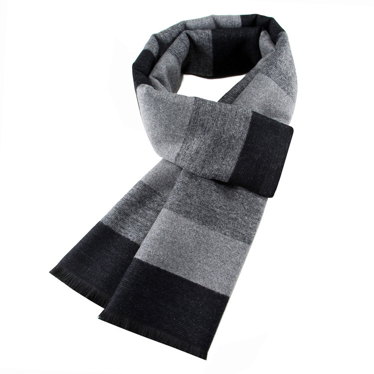 Men's scarf Winter warm extra thick brushed striped scarf Cotton classic gift scarf