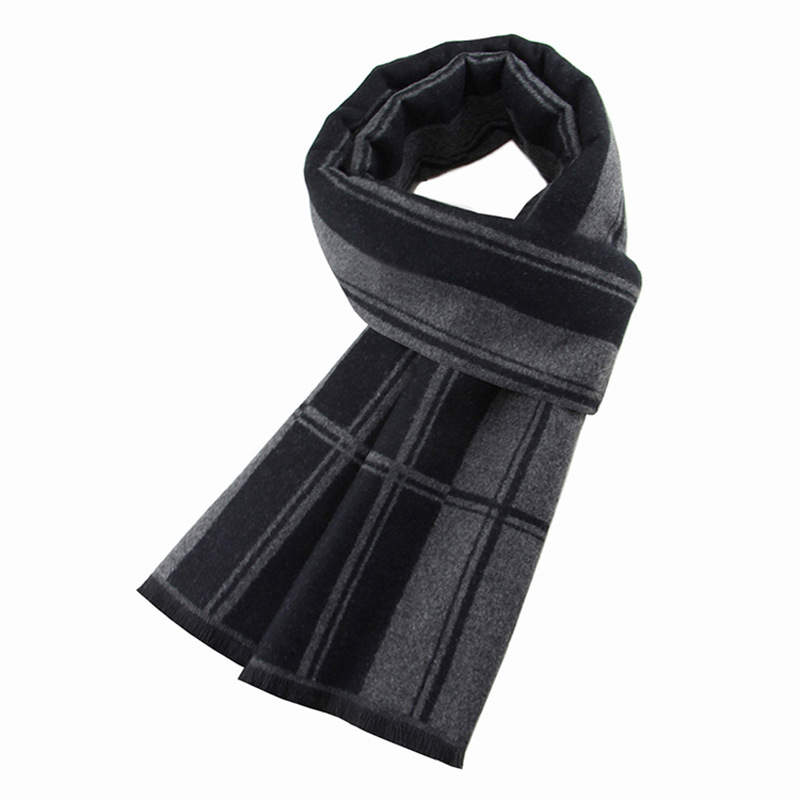 Classic all-in-one men's scarf Autumn Winter thickened warm scarf men's striped casual scarf