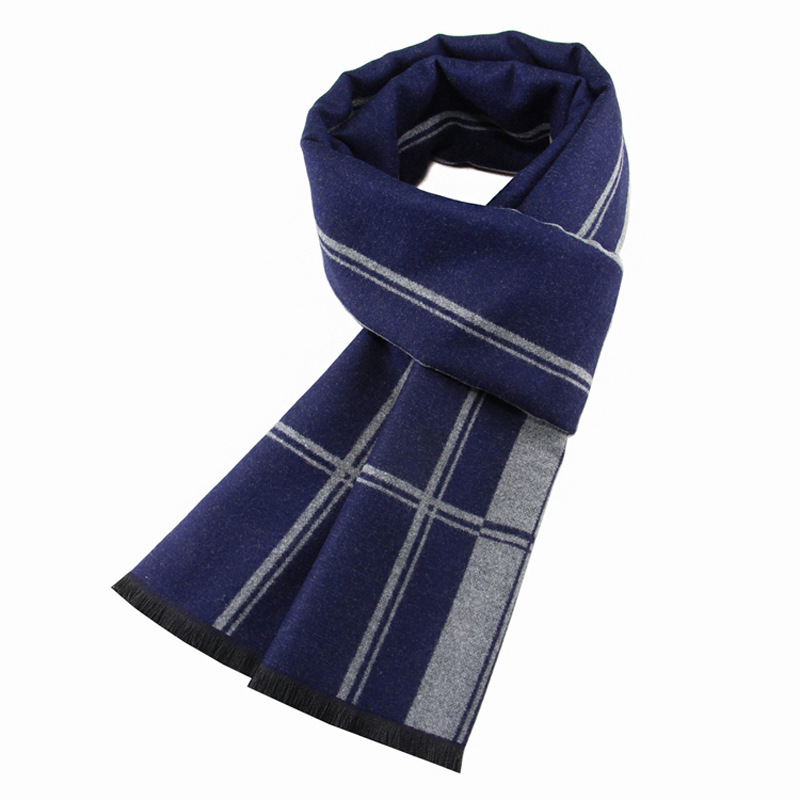 Classic all-in-one men's scarf Autumn Winter thickened warm scarf men's striped casual scarf