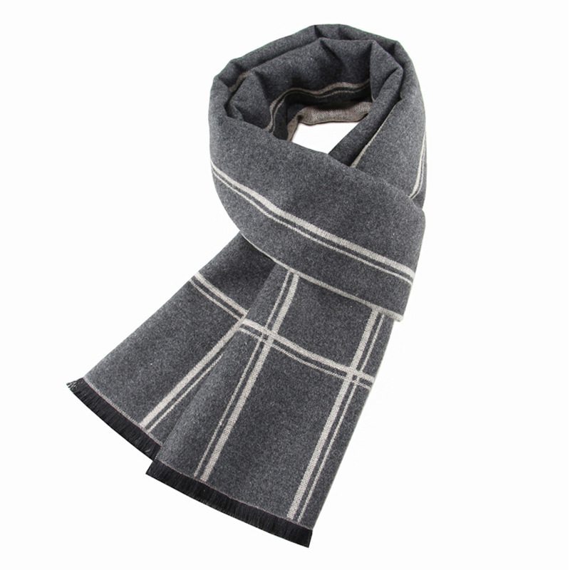 Classic all-in-one men's scarf Autumn Winter thickened warm scarf men's striped casual scarf