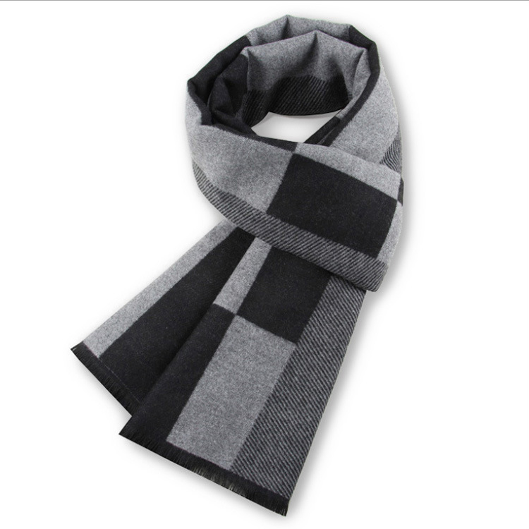 Classic black and grey checkered scarf for men