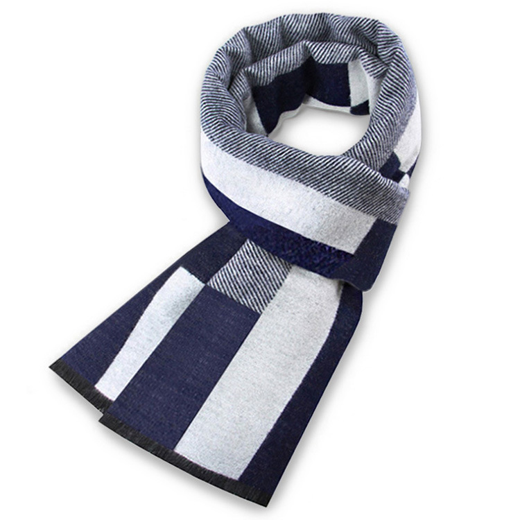 Classic black and grey checkered scarf for men