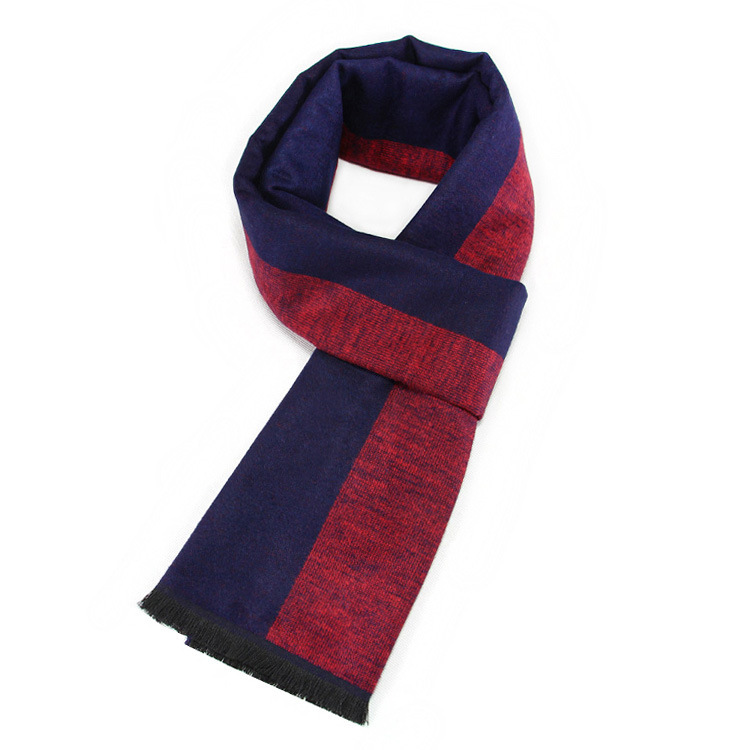 Men's Scarf Striped Middle aged and Elderly Winter Warm Scarf Black Grey Minimally Designed Neck
