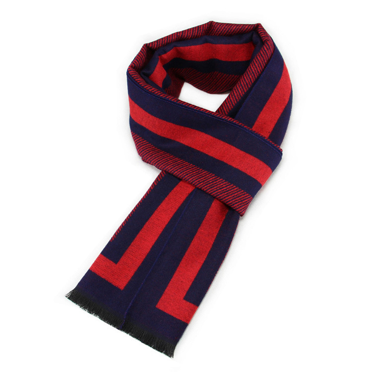2025 new men's scarf simulation silk fleece scarf for autumn and winter warmth, simple and generous solid color border scarf
