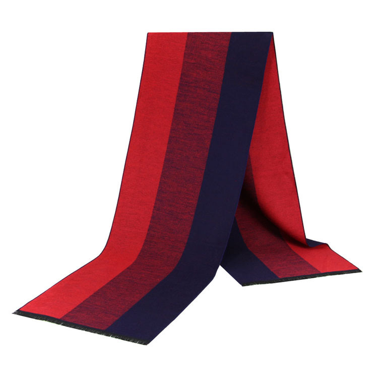 Winter new men's scarf for middle-aged, elderly, business, leisure, warmth, thick imitation cashmere, black and gray striped scarf