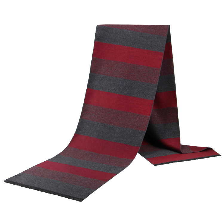 New men's scarf with winter warmth and stripe pattern, imitating cashmere for middle-aged and elderly casual necklaces