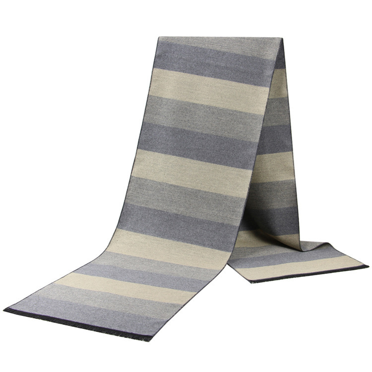 New men's scarf with winter warmth and stripe pattern, imitating cashmere for middle-aged and elderly casual necklaces