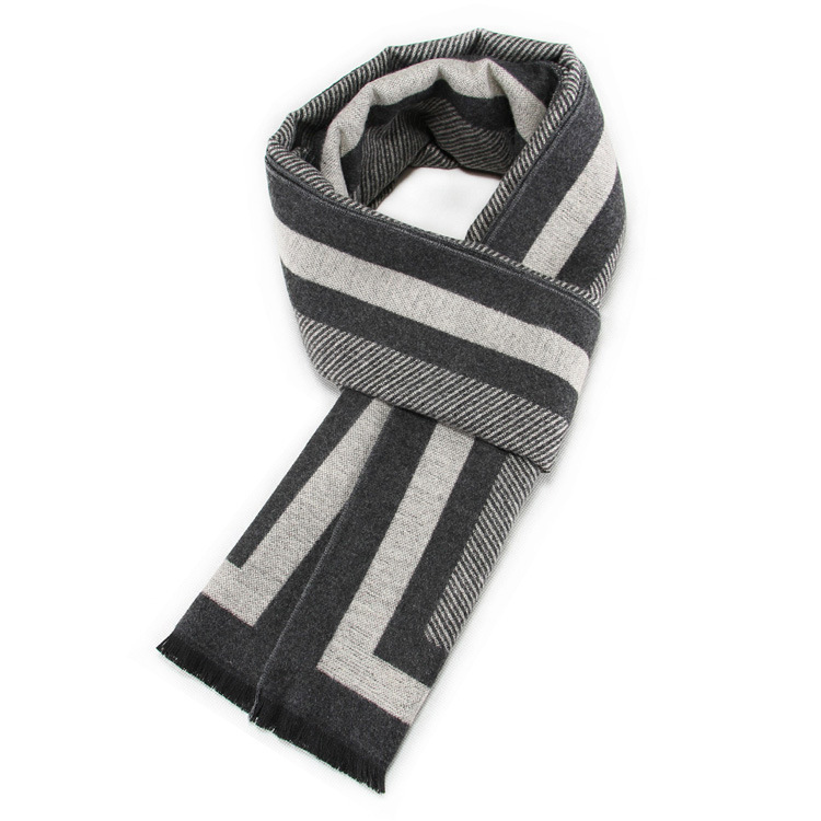 2025 new men's scarf simulation silk fleece scarf for autumn and winter warmth, simple and generous solid color border scarf