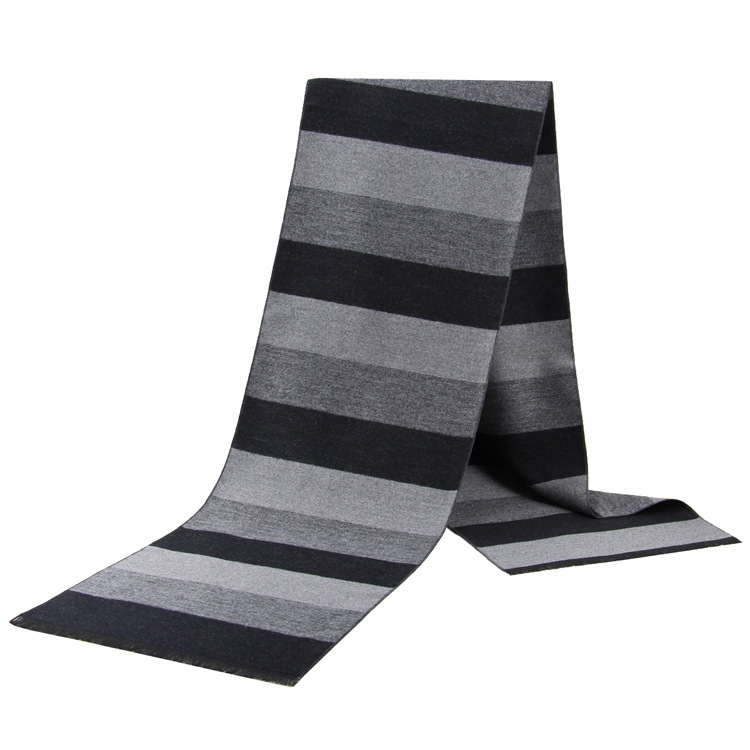 New men's scarf with winter warmth and stripe pattern, imitating cashmere for middle-aged and elderly casual necklaces