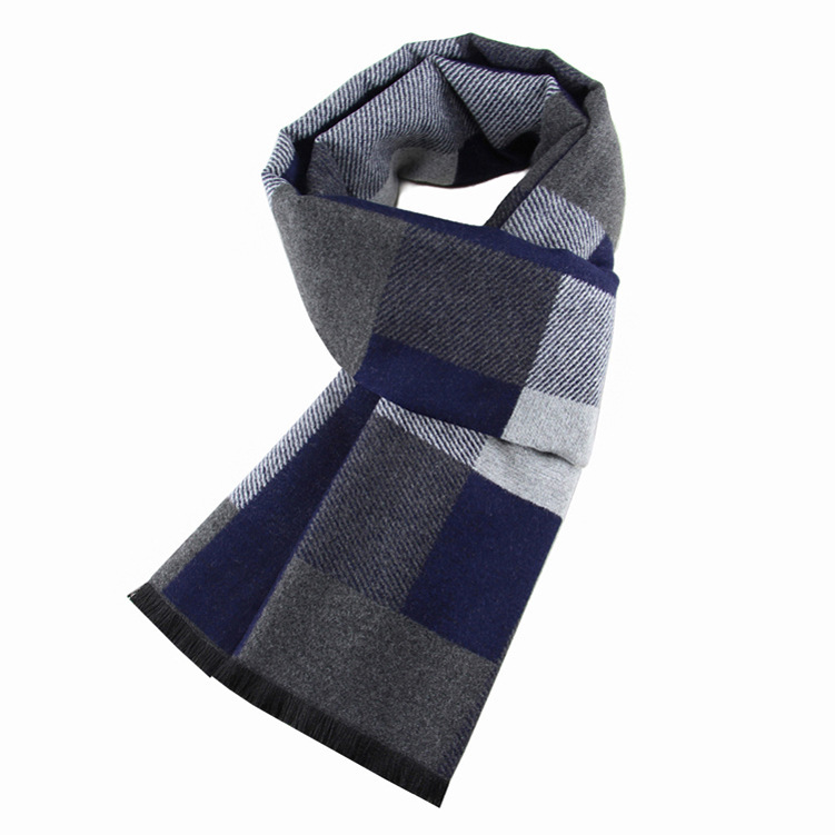 Winter new men's scarf jacquard flannelette fashion all-match boys scarf classic plaid scarf